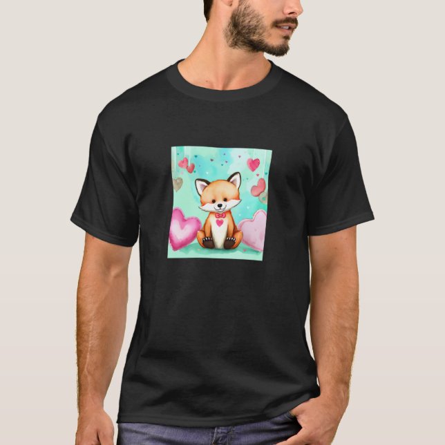 Camiseta Valentine's Day Love Heart Fox Teddy Girlfriend Fi (Anverso)