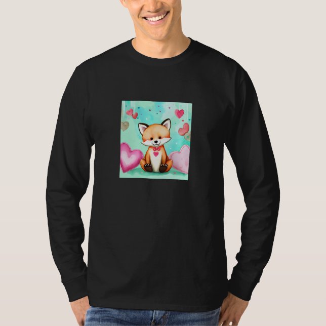 Camiseta Valentine's Day Love Heart Fox Teddy Girlfriend Fi (Anverso)