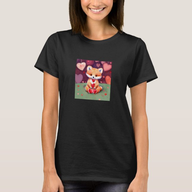 Camiseta Valentine's Day Love Heart Fox Teddy Girlfriend Fi (Anverso)