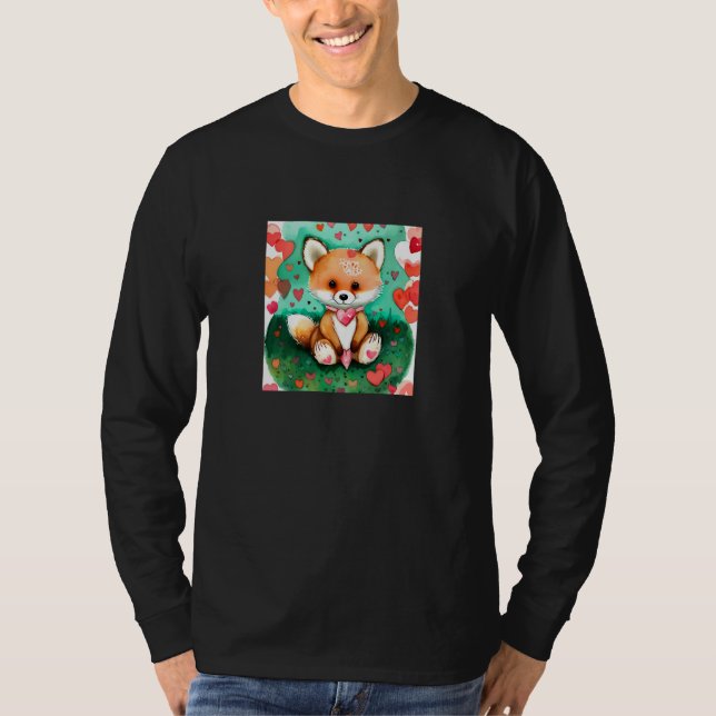 Camiseta Valentine's Day Love Heart Fox Teddy Girlfriend Fi (Anverso)