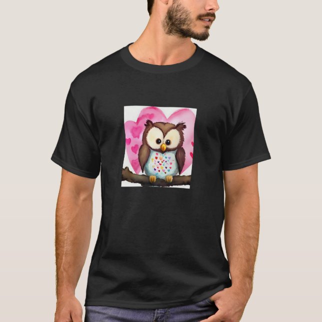 Camiseta Valentine's Day Love Heart Owl Teddy Girlfriend Fi (Anverso)