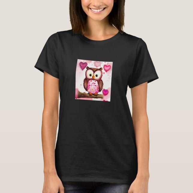 Camiseta Valentine's Day Love Heart Owl Teddy Girlfriend Fi (Anverso)