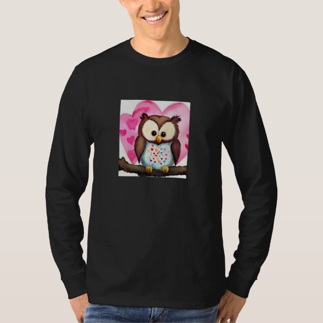 Camiseta Valentine's Day Love Heart Owl Teddy Girlfriend Fi (Anverso)