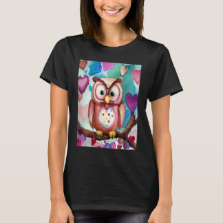 Camiseta Valentine's Day Love Heart Owl Teddy Girlfriend Fi