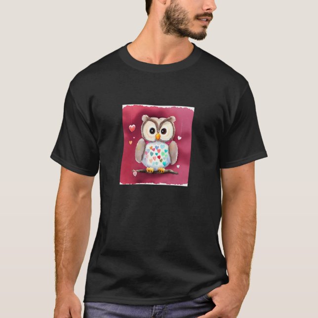 Camiseta Valentine's Day Love Heart Owl Teddy Girlfriend Fi (Anverso)