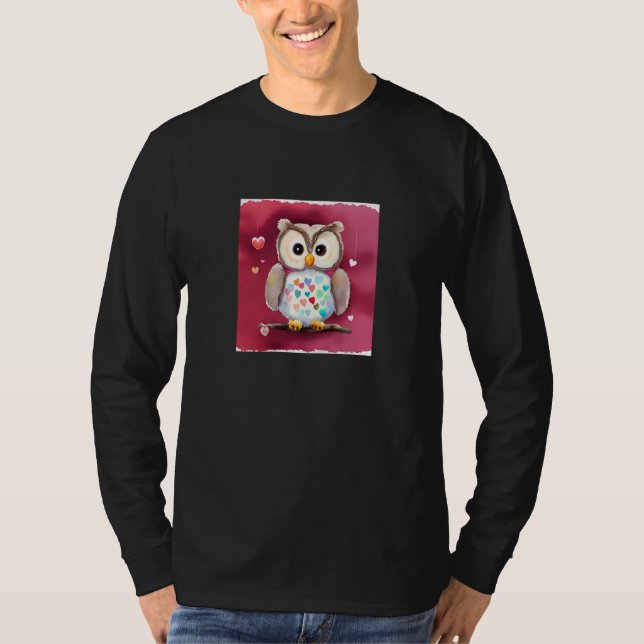 Camiseta Valentine's Day Love Heart Owl Teddy Girlfriend Fi (Anverso)