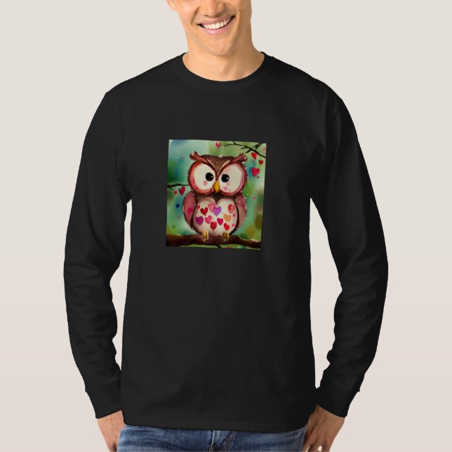Camiseta Valentine's Day Love Heart Owl Teddy Girlfriend Fi (Anverso)