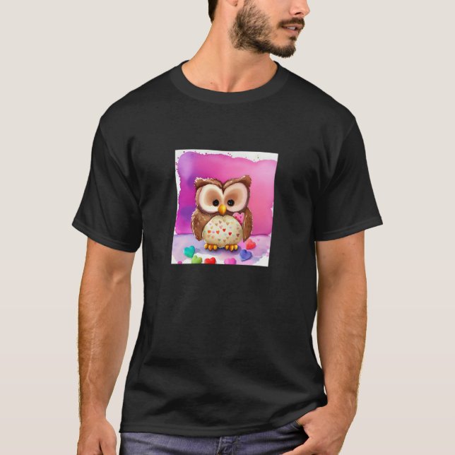 Camiseta Valentine's Day Love Heart Owl Teddy Girlfriend Fi (Anverso)