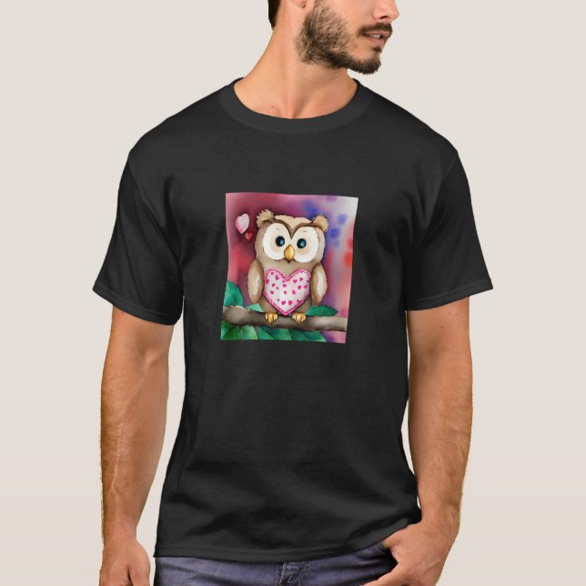 Camiseta Valentine's Day Love Heart Owl Teddy Girlfriend Fi (Anverso)