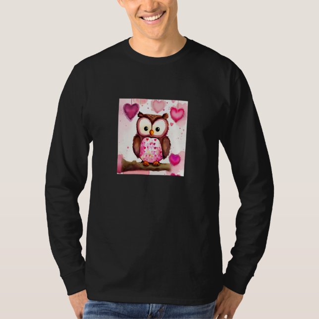 Camiseta Valentine's Day Love Heart Owl Teddy Girlfriend Fi (Anverso)