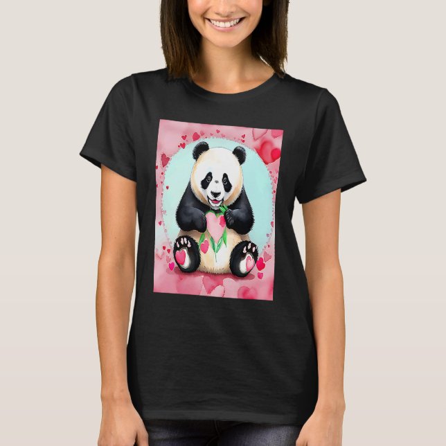 Camiseta Valentine's Day Love Heart Panda Girlfriend Fiancé (Anverso)
