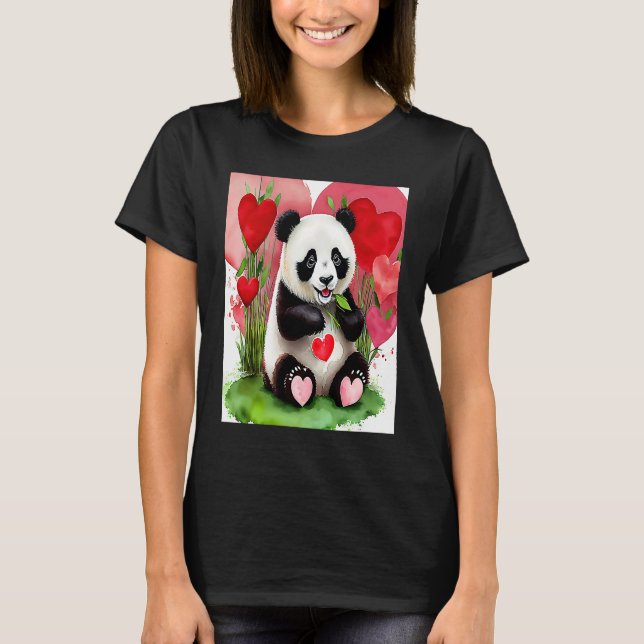 Camiseta Valentine's Day Love Heart Panda Girlfriend Fiancé (Anverso)
