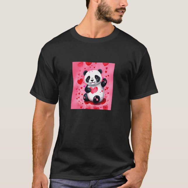 Camiseta Valentine's Day Love Heart Panda Girlfriend Fiancé (Anverso)