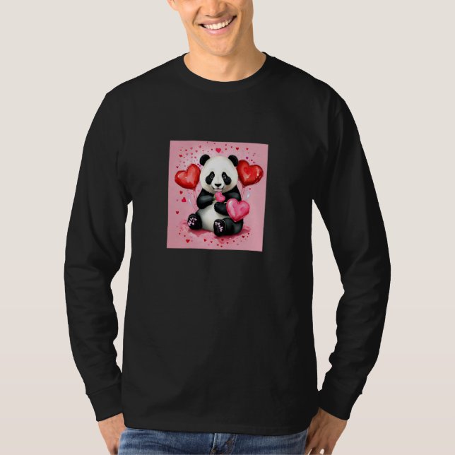 Camiseta Valentine's Day Love Heart Panda Girlfriend Fiancé (Anverso)
