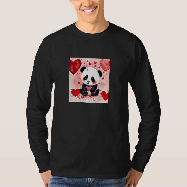 Camiseta Valentine's Day Love Heart Panda Girlfriend Fiancé (Anverso)