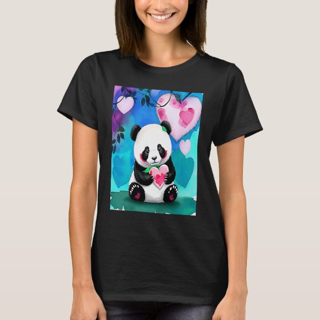 Camiseta Valentine's Day Love Heart Panda Girlfriend Fiancé (Anverso)