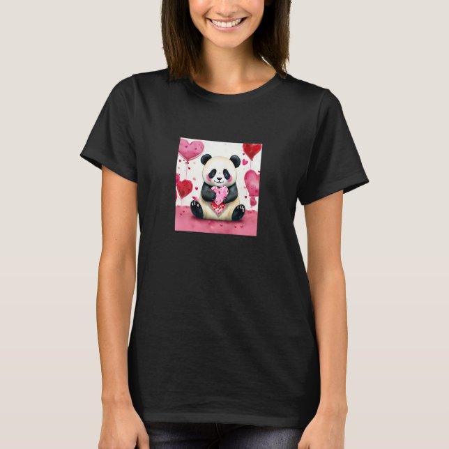 Camiseta Valentine's Day Love Heart Panda Girlfriend Fiancé (Anverso)