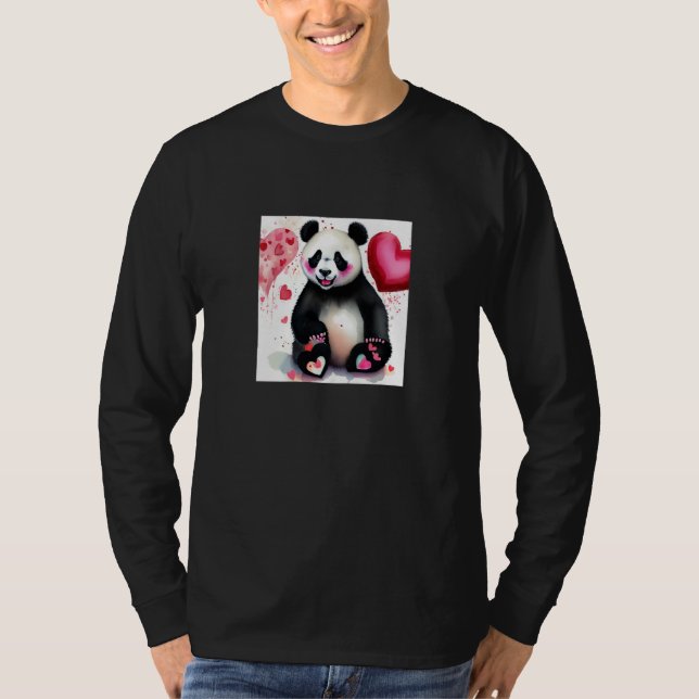 Camiseta Valentine's Day Love Heart Panda Girlfriend Fiancé (Anverso)