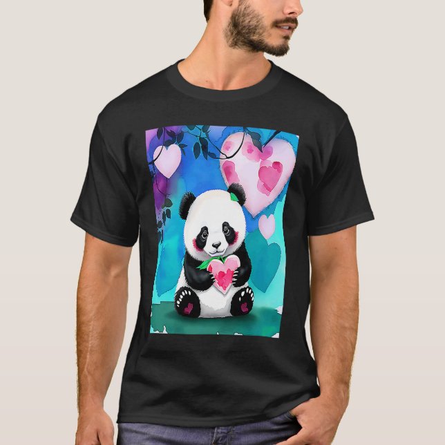 Camiseta Valentine's Day Love Heart Panda Girlfriend Fiancé (Anverso)