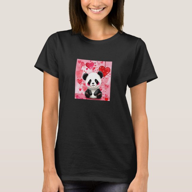 Camiseta Valentine's Day Love Heart Panda Girlfriend Fiancé (Anverso)