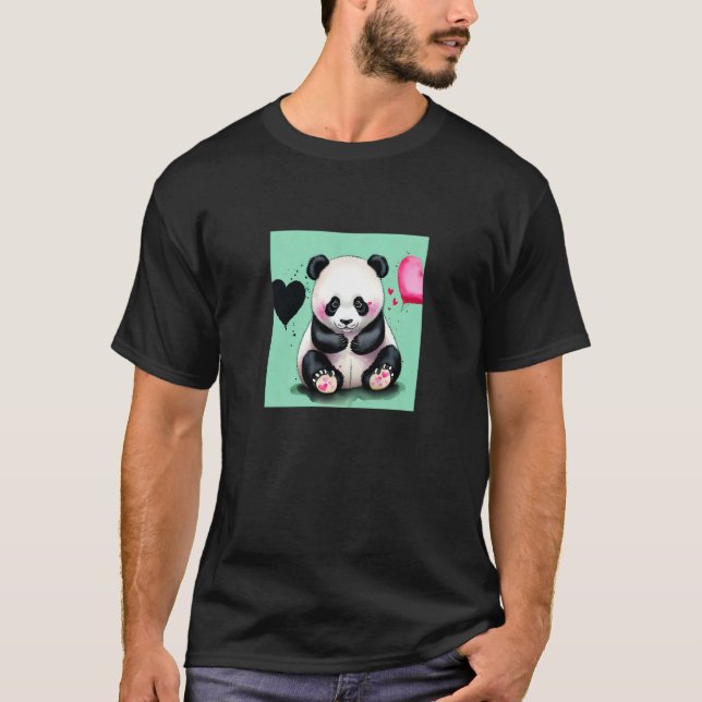 Camiseta Valentine's Day Love Heart Panda Girlfriend Fiancé (Anverso)