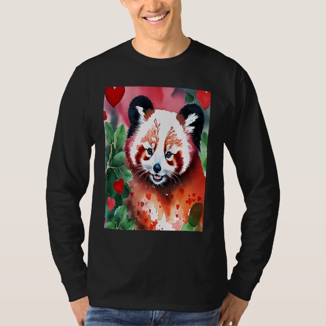 Camiseta Valentine's Day Love Heart Red Panda Girlfriend Fi (Anverso)