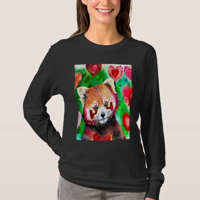 Camiseta Valentine's Day Love Heart Red Panda Girlfriend Fi (Anverso)