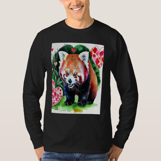 Camiseta Valentine's Day Love Heart Red Panda Girlfriend Fi (Anverso)