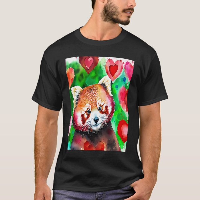 Camiseta Valentine's Day Love Heart Red Panda Girlfriend Fi (Anverso)