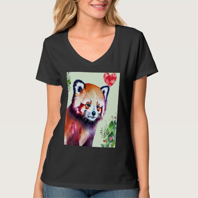 Camiseta Valentine's Day Love Heart Red Panda Girlfriend Fi (Anverso)