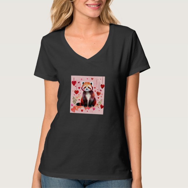 Camiseta Valentine's Day Love Heart Red Panda Girlfriend Fi (Anverso)