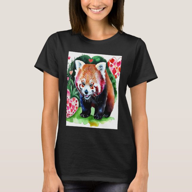 Camiseta Valentine's Day Love Heart Red Panda Girlfriend Fi (Anverso)