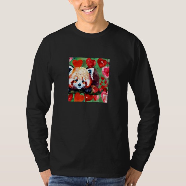 Camiseta Valentine's Day Love Heart Red Panda Girlfriend Fi (Anverso)