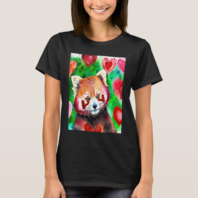Camiseta Valentine's Day Love Heart Red Panda Girlfriend Fi (Anverso)