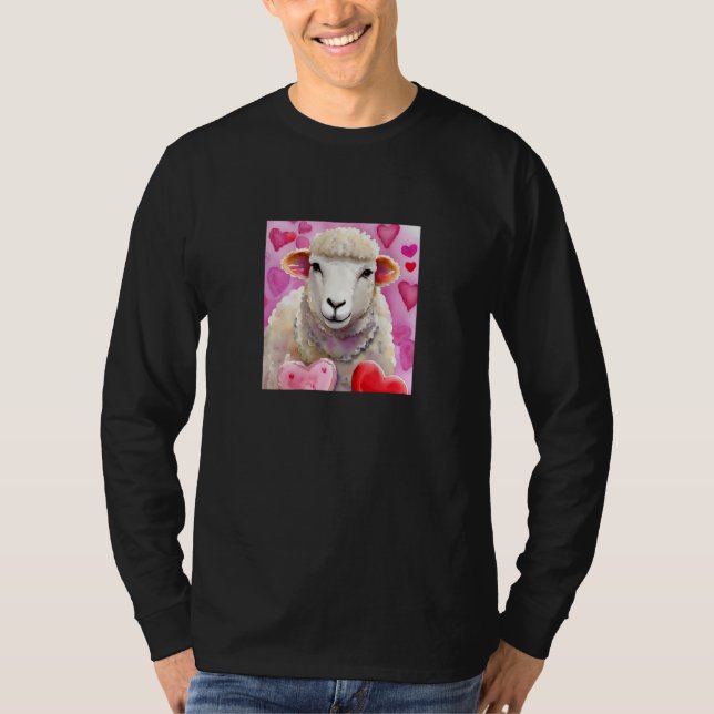 Camiseta Valentine's Day Love Heart Sheep Girlfriend Fiancé (Anverso)