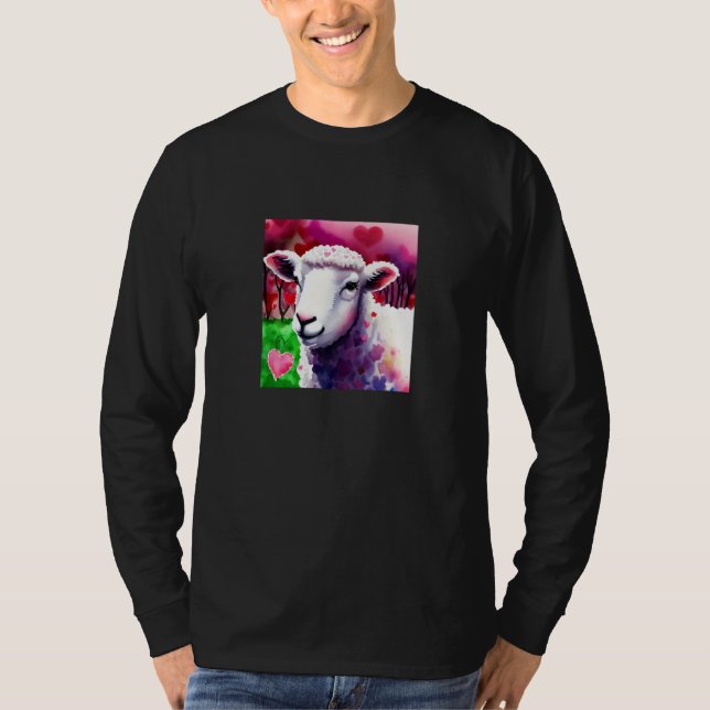 Camiseta Valentine's Day Love Heart Sheep Girlfriend Fiancé (Anverso)