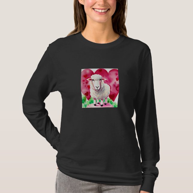 Camiseta Valentine's Day Love Heart Sheep Girlfriend Fiancé (Anverso)