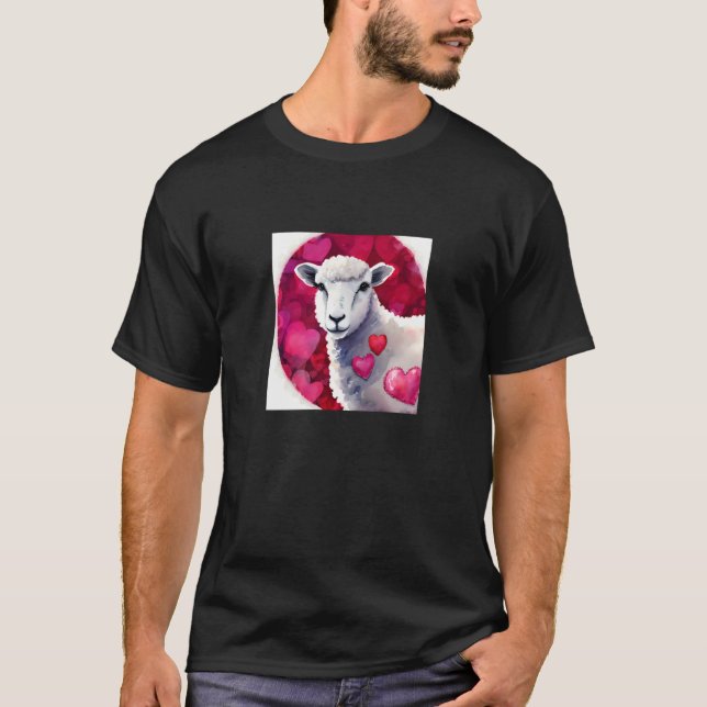 Camiseta Valentine's Day Love Heart Sheep Girlfriend Fiancé (Anverso)