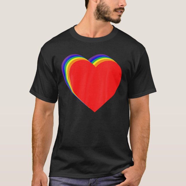 Camiseta Valentines Day Love Hearts LGBT Gay Pride Flag Equ (Anverso)