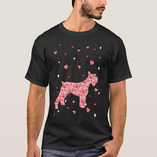Camiseta Valentines Day Love Hearts Schnauzer Dog Puppy Lov (Anverso)