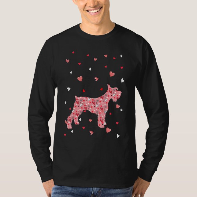 Camiseta Valentines Day Love Hearts Schnauzer Dog Puppy Lov (Anverso)
