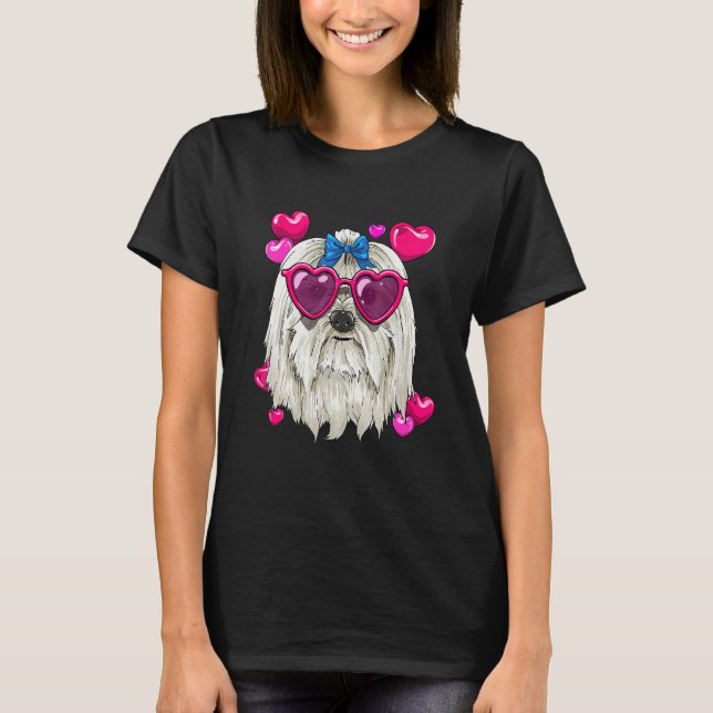 Camiseta Valentines Day Maltese Heart Couples Maltese Dog (Anverso)