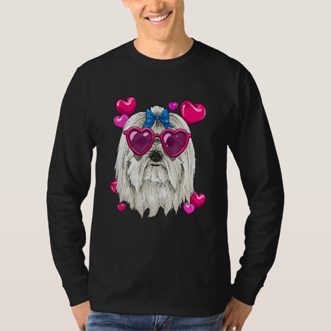 Camiseta Valentines Day Maltese Heart Couples Maltese Dog (Anverso)