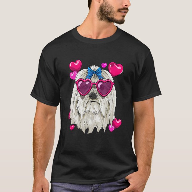 Camiseta Valentines Day Maltese Heart Couples Maltese Dog (Anverso)