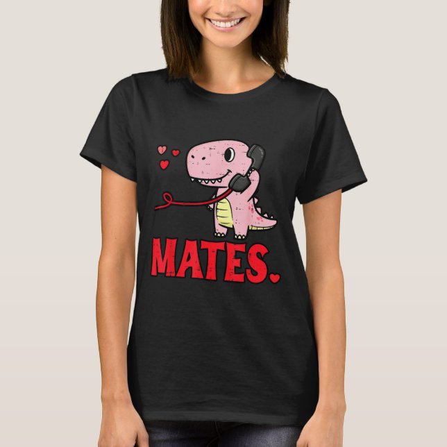 Camiseta Valentines Day Matching Soulmates Mates Dino Coupl (Anverso)