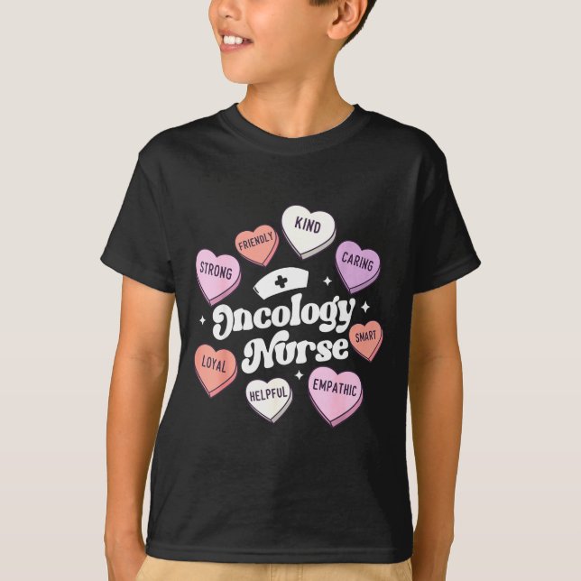 Camiseta Valentines Day Oncology Nurse Cancer Suprt Groovy  (Anverso)