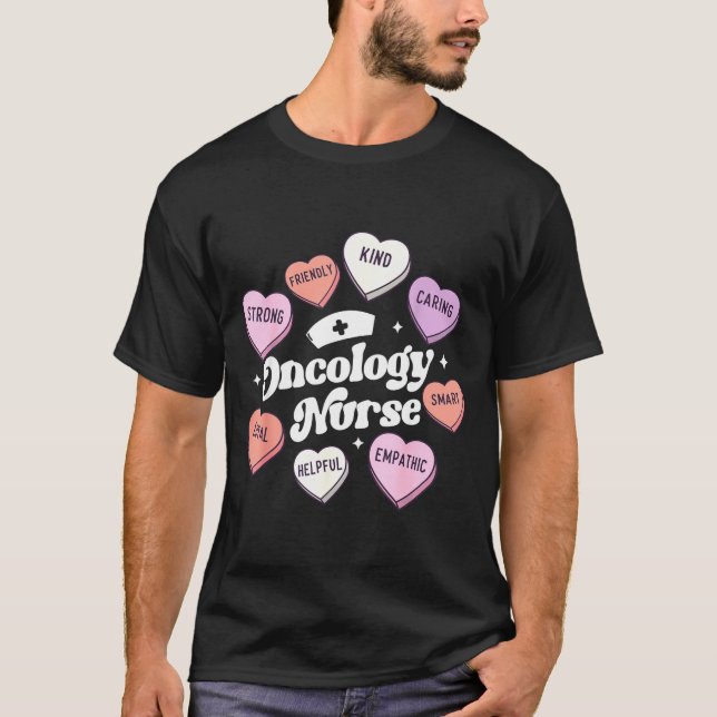 Camiseta Valentines Day Oncology Nurse Cancer Suprt Groovy  (Anverso)