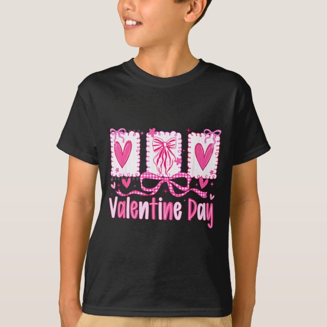 Camiseta Valentines Day Preppy Hearts Coquette Bow Women Gi (Anverso)