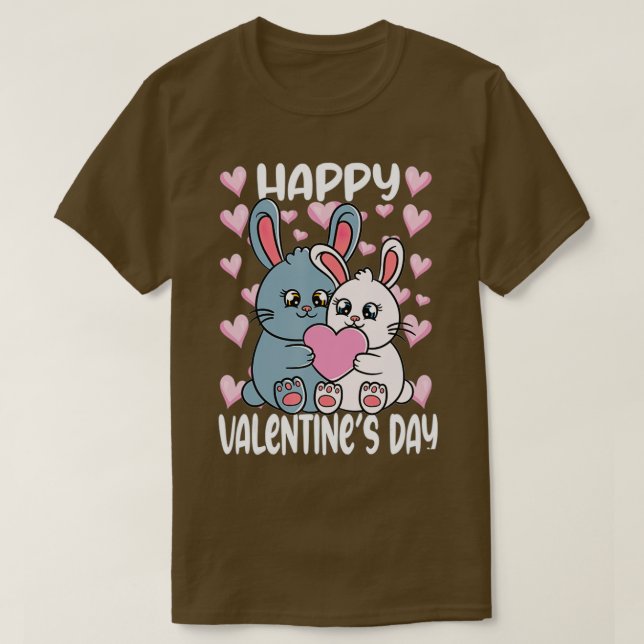 Camiseta Valentines Day Rabbit Couple Bunnys  (Diseño del anverso)