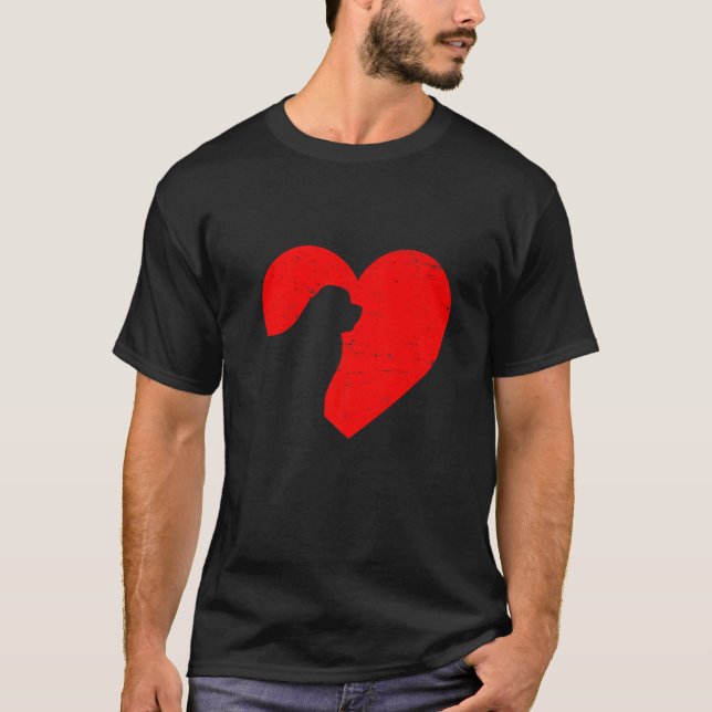Camiseta Valentines Day Retro Hearts Newfoundland Dog Puppy (Anverso)